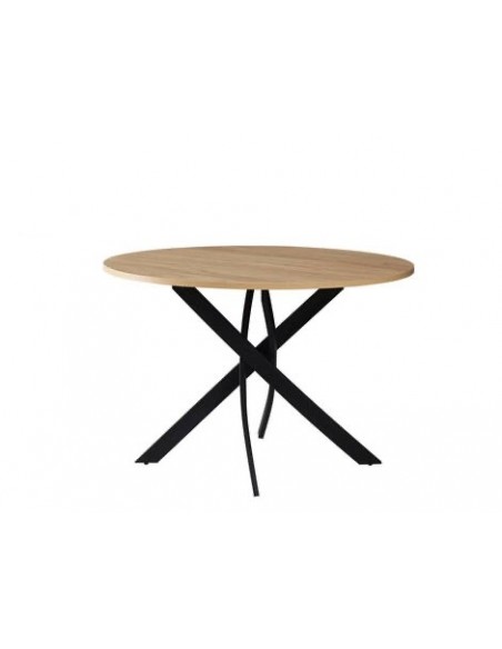 Mesa redonda Spot 100, MDF efeito carvalho, metal preto