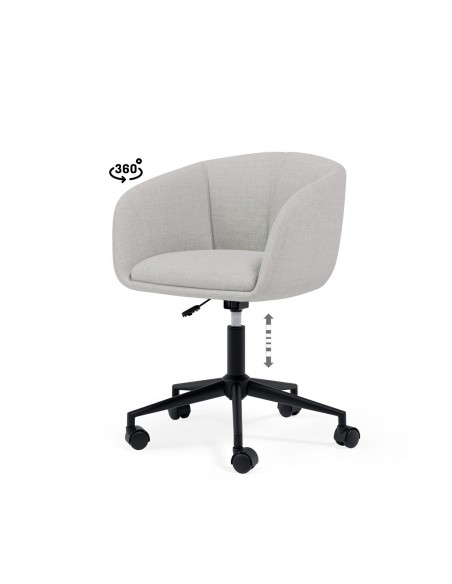 Cadeira de escritório design Arizona, tecido pérola cinza claro