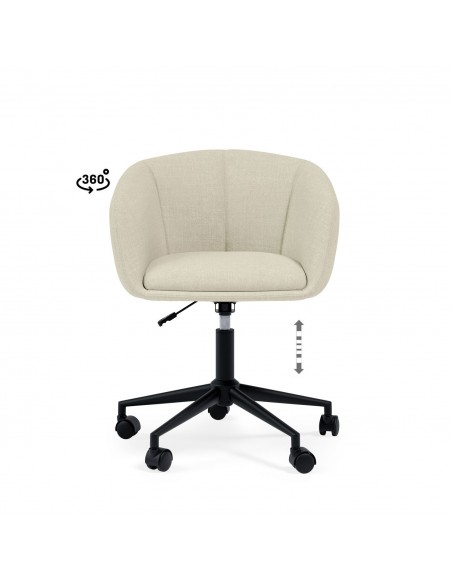 Silla de escritorio de diseño Arizona, tejido pearl en beige