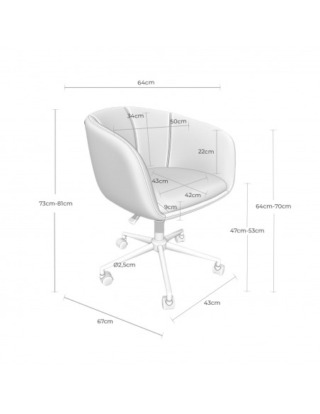 Silla de escritorio de diseño Arizona, tejido pearl en beige