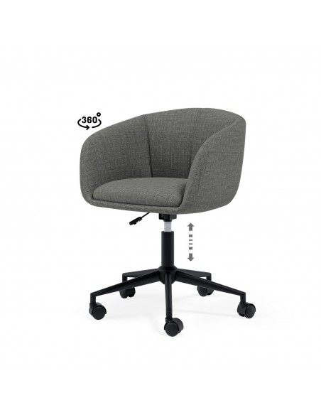 Cadeira de escritório design Arizona, tecido pérola cinza escuro