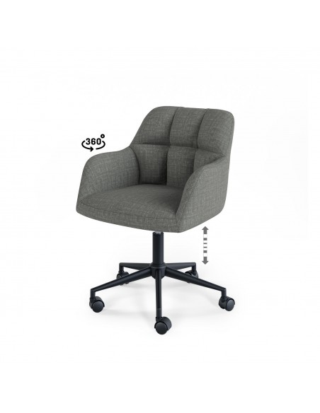 Silla de escritório de diseño STANFORD, tejido pearl gris oscuro