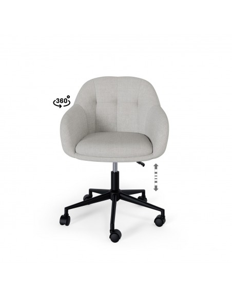 Silla de escritório de diseño DORINA, tejido pearl gris claro
