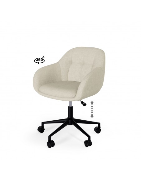 Silla de escritório de diseño DORINA, tejido pearl beige