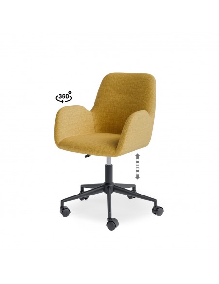 Cadeira de escritório de design IRVINE, tecido pérola mostarda