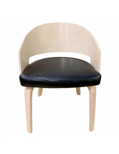 Silla con brazos nordic BECK, madera de hevea y similpiel negra