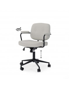Silla de oficina de diseño retro COLUMBIA, tejido gris claro