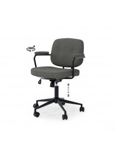 Silla de oficina diseño retro COLUMBIA, tejido gris oscuro