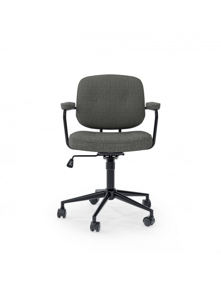 Silla de oficina diseño retro COLUMBIA, tejido gris oscuro