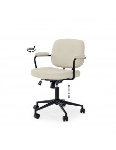 Cadeira de escritório COLUMBIA design retro, tecido beige