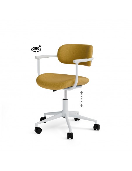 Silla de oficina diseño minimalista OXFORD, tejido mostaza