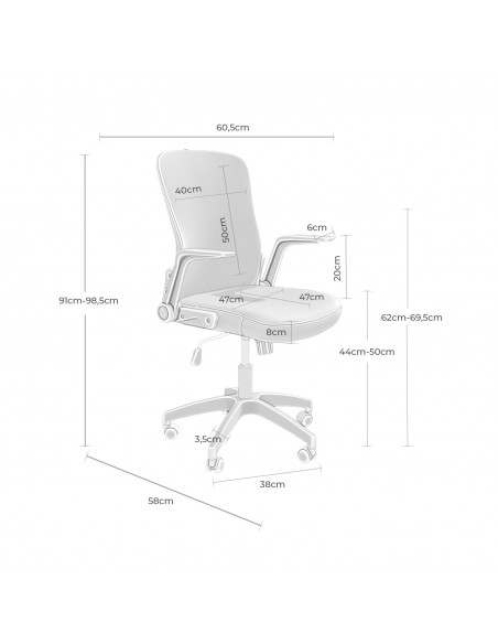 Cadeira de escritório MANCHESTER design minimalista, cinza claro e branco
