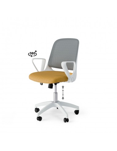 Silla de oficina diseño minimaista SIRACUSA, mostaza y malla gris