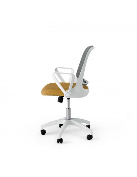 Silla de oficina diseño minimaista SIRACUSA, mostaza y malla gris