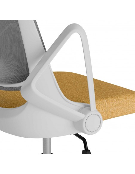 Silla de oficina diseño minimaista SIRACUSA, mostaza y malla gris