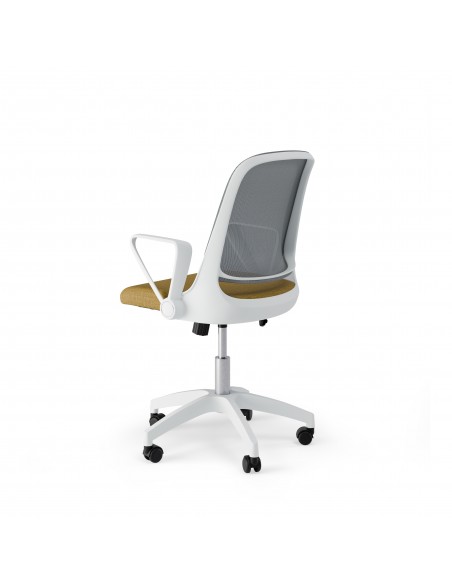 Silla de oficina diseño minimaista SIRACUSA, mostaza y malla gris