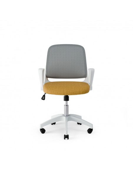 Silla de oficina diseño minimaista SIRACUSA, mostaza y malla gris