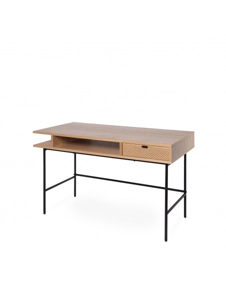 Secretária contemporânea ALABAMA 120 x 60, carvalho e metal preto