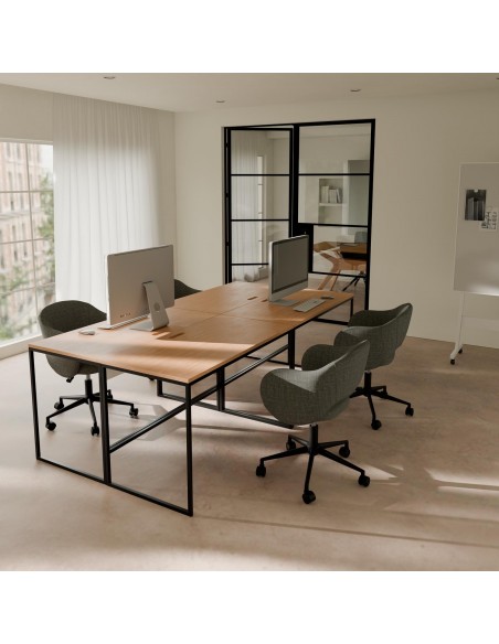 Escritorio minimalista HUDSON 120 x 60, roble y metal negro