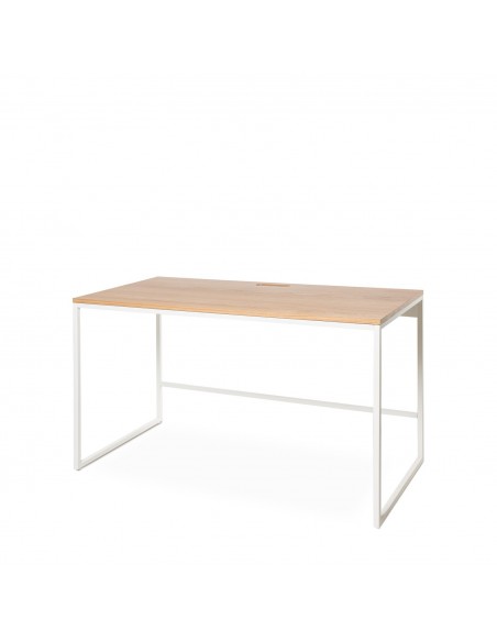 Secretária minimalista HUDSON 120 x 60, carvalho e metal branco