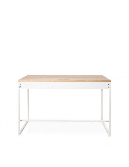 Secretária minimalista HUDSON 120 x 60, carvalho e metal branco