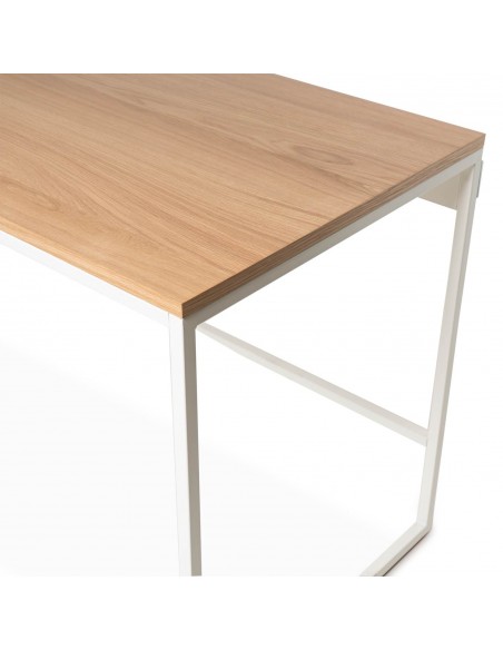 Secretária minimalista HUDSON 120 x 60, carvalho e metal branco