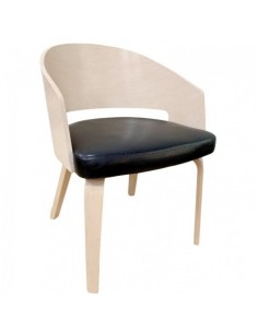 Silla con brazos nordic BECK, madera de hevea y similpiel...
