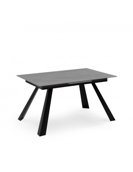 Mesa extensible JUDY 140(180) x 90, porcelánico gris y metal negro