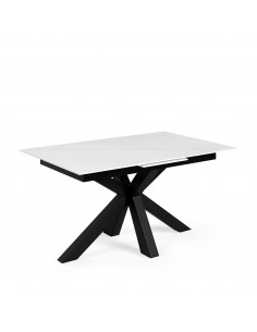 Mesa extensible ARGO 120(150) x 80, porcelánico blanco y...