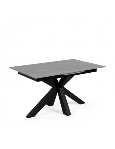 Mesa extensible ARGO 140(180) x 90, porcelánico gris y metal negro