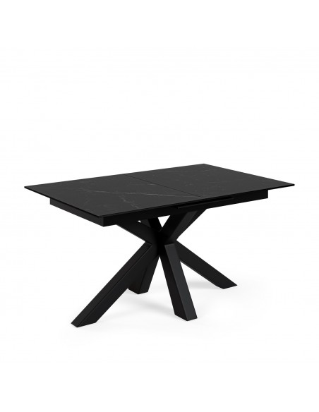 Mesa extensible ATMINDA 160(220) x 90, porcelanico y metal negro