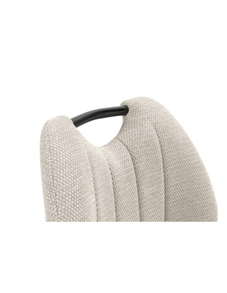 Banqueta de design MULI 65, encosto em tecido almofadado e metal preto