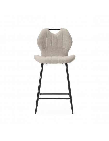 Taburete de diseño MULI 65, respaldo acolchado tejido y metal negro