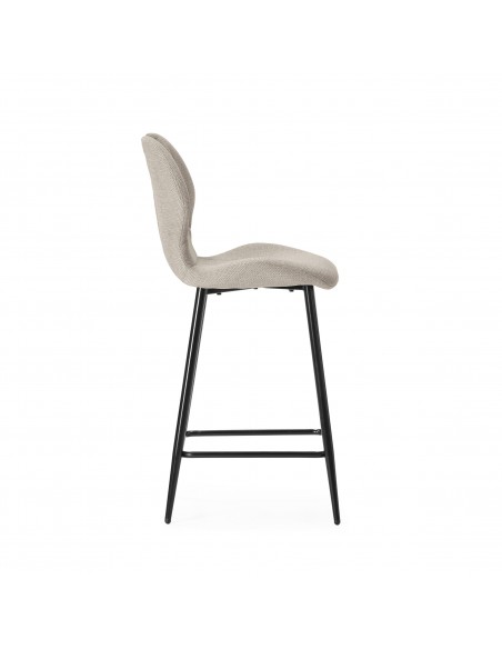 Taburete de diseño MULI 65, respaldo acolchado tejido y metal negro