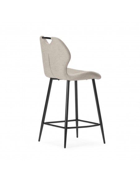 Taburete de diseño MULI 65, respaldo acolchado tejido y metal negro