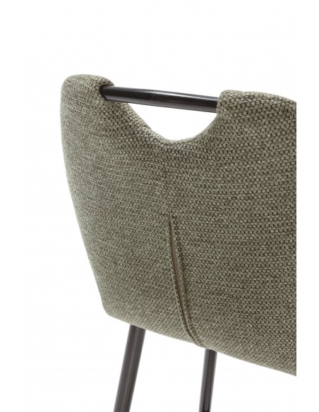 Taburete de diseño MULI 65, respaldo acolchado tejido y metal negro