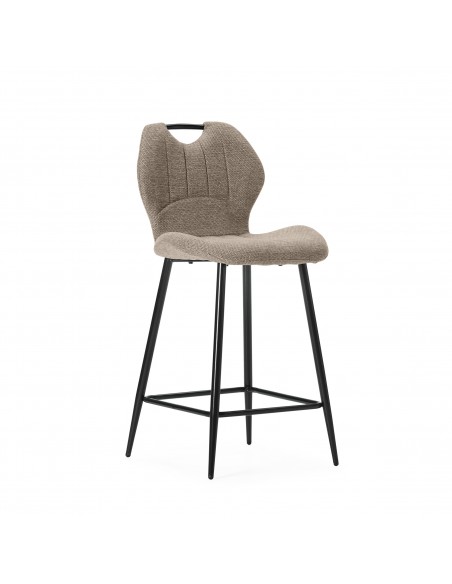 Taburete de diseño MULI 65, respaldo acolchado tejido y metal negro