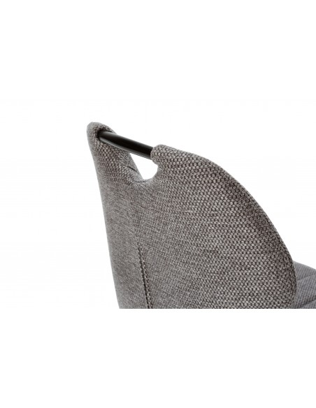 Taburete de diseño MULI 65, respaldo acolchado tejido y metal negro