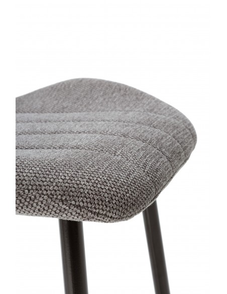 Banqueta de design MULI 65, encosto em tecido almofadado e metal preto