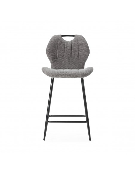 Taburete de diseño MULI 65, respaldo acolchado tejido y metal negro