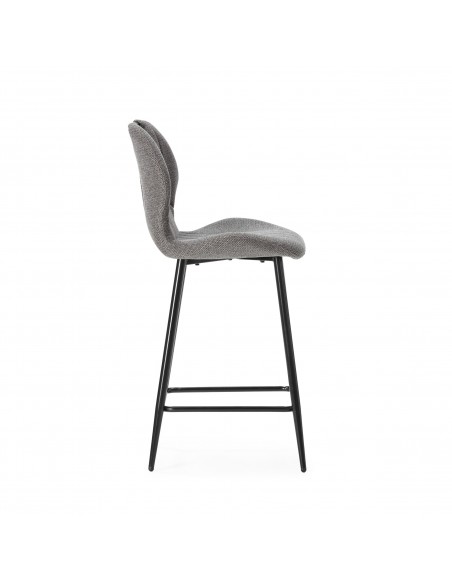 Taburete de diseño MULI 65, respaldo acolchado tejido y metal negro