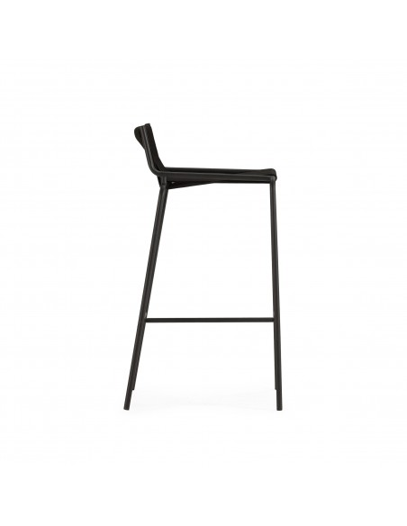 Taburete exterior en cuerda EMILY 65 y base de metal negro