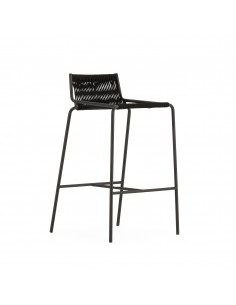 Taburete exterior en cuerda EMILY 65 y base de metal negro 2