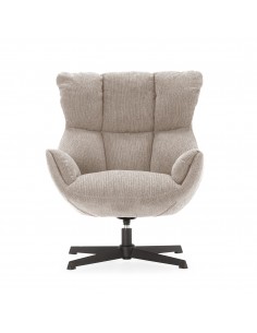 Sillón giratorio de diseño ODETTE en tejido beige y metal... 2