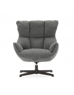 Sillón giratorio de diseño ODETTE en tejido gris y metal... 2
