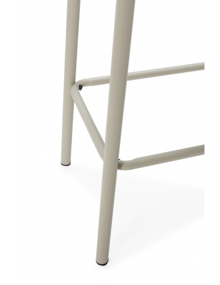 Banqueta minimalista ABBA 65, metal beige e assento em madeira de Carvalho