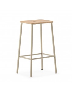 Taburete minimalista ABBA 65, metal beige y asiento de...