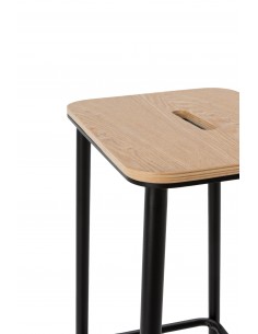 Banqueta minimalista ABBA 65, metal preto e assento em... 2