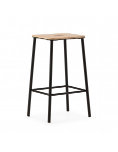 Taburete minimalista ABBA 65, metal negro y asiento de...