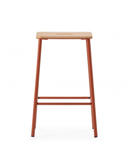 Banqueta minimalista ABBA 65, metal telha e assento em madeira de Carvalho